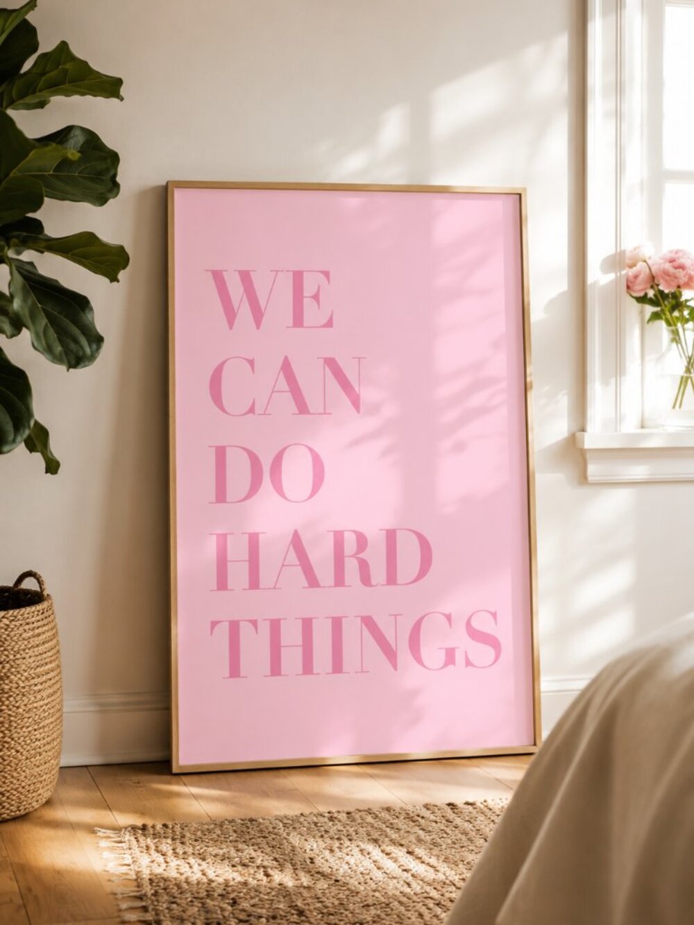 Pink We Can Do Hard Things Wall Art Print